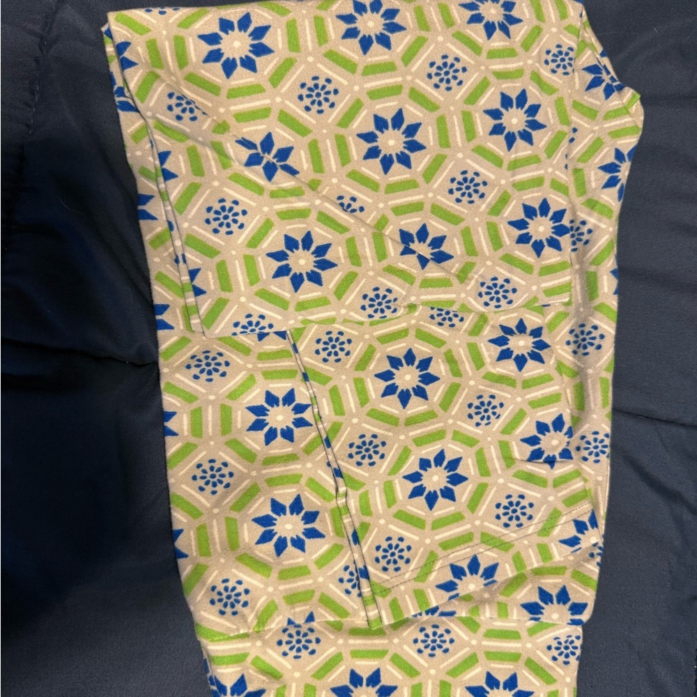 LuLaRoe Geometric Floral Leggings - Blue and Green